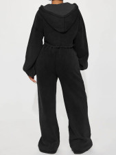 Fashion Hooded Coat And Drawstring Wide-Leg Pants Two Piece Set CH-26051