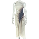 Slash Shoulder Ruched Sleeveless Maxi Dress GJYO-JD305813