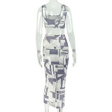Color Block Backless Two Piece Skirts Set GJYO-JSD710715