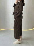 Solid Color Long Sleeve Two Piece Pants Set MIL-L418