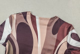 Color Block Short Sleeve Printed Maxi Dress GJYO-JD305660