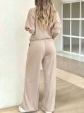 Solid Color Long Sleeve Pants 2 Piece Set MIL-L422