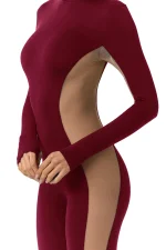 Tight Contrast Color Long SLeeve Yoga Jumpsuit MZ-26022