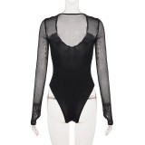 Deep V Neck See Through Mesh Bodysuit GPKJ-MR52225