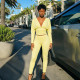 Deep V Neck Solid Color Two Piece Pants Set MXBF-J26ST403