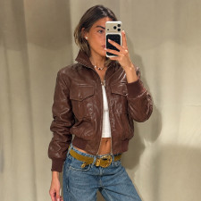 Long Sleeve Zipper Leather Jackets GPKJ-MR52216