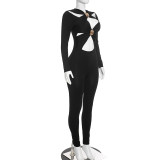 Hollow Out Metal Buckle Jumpsuit MXBF-D26JP357