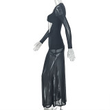Solid Color Hollow Out Maxi Dress GJYO-JD305918