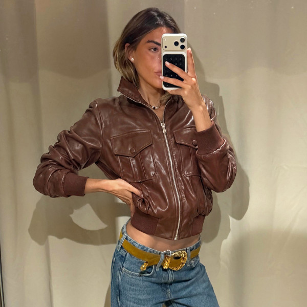 Long Sleeve Zipper Leather Jackets GPKJ-MR52216