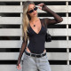 Deep V Neck See Through Mesh Bodysuit GPKJ-MR52225