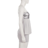Sexy Sequin Ruched Tube Top Dress GPKJ-MR51913