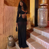 Solid Color Hollow Out Maxi Dress GJYO-JD305918