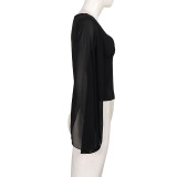 Mesh See Through Patchwork T Shirt GPKJ-MR50703