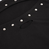 Rivet Hollow Out Long Sleeve T Shirt GPKJ-MR49040