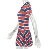 Stripe Color Block V Neck Mini Dress GJYO-JD305920