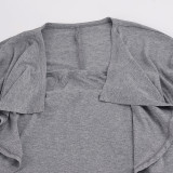 Solid Color Wrap Chest Top+Bat Sleeve Cardigan 2 Piece Top GPKJ-MR51985