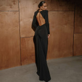 Long Sleeve Backless Slim Maxi Dress BLG-D5A20334A