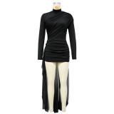 Solid Color Long Sleeve Ruched Mini Dress YF-11132