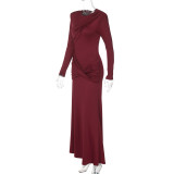 Long Sleeve Backless Slim Maxi Dress BLG-D5A20334A