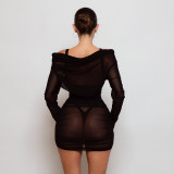 Sexy See Through Slash Neck Mini Dress GSZM-Y26DS353
