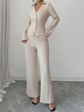 Solid Color Flare Sleeve Two Piece Pants Set HNIF-SY018