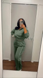 Long Sleeve Zipper Top Two Piece Pants Set TK-6357