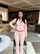 Solid Color Long Sleeve Hooded Pants Suit CM-60910