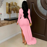 Solid Color Long Sleeve Ruched Mini Dress YF-11132