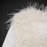 Solid Color Long Sleeve Fur Neck Maxi Dress GSZM-C26DS379