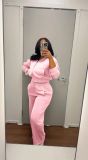 Long Sleeve Zipper Top Two Piece Pants Set TK-6357