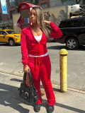 Solid Color Long Sleeve Hooded Pants Suit CM-60910