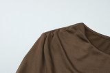 Long Sleeve Solid Color Ruched Maxi Dress BLG-D5619385A
