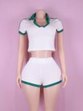 V Neck Short Sleeve Tops Sport Short Suit GTGE-MH1035