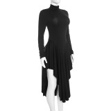 Solid Color Long Sleeve Ruffles Maxi Dress GSZM-D26DS326