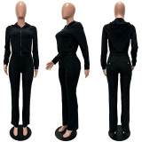 Solid Color Long Sleeve Hooded Pants Suit CM-60910