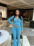 Solid Color Long Sleeve Hooded Pants Suit CM-60910