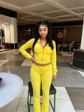 Solid Color Long Sleeve Hooded Pants Suit CM-60910