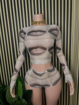 Pre Order: About 7 work days shipping Printed Mesh Two Piece Short Set YUEM-202693