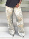 Plus Size Lace Jewelry Printed Jeans GYLN-7910
