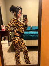 Printed Long Sleeve Zipper Hooded Two Piece Pants Set CM-60912