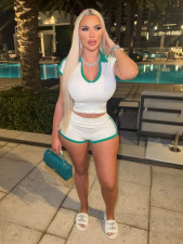 V Neck Short Sleeve Tops Sport Short Suit GTGE-MH1035