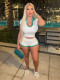 V Neck Short Sleeve Tops Sport Short Suit GTGE-MH1035