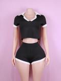 V Neck Short Sleeve Tops Sport Short Suit GTGE-MH1035