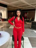 Solid Color Long Sleeve Hooded Pants Suit CM-60910
