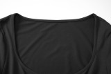 Solid Color Long Sleeve Top Seventh Pant Suit BLG-S6621992A