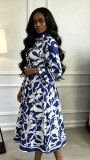 Long Sleeve Printed Shirt Dress GXIN-8994