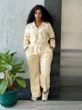 Solid Color Long Sleeve Sweatshirt Two Piece Pants Set TK-6358