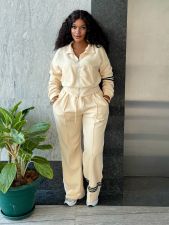 Solid Color Long Sleeve Sweatshirt Two Piece Pants Set TK-6358