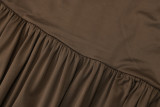 Long Sleeve Solid Color Ruched Maxi Dress BLG-D5619385A