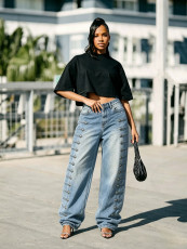 Plus Size Fashion Wide Leg Jeans GYLN-5025